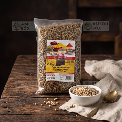 Konouz - White Pepper (Whole Peppercorns), 200g