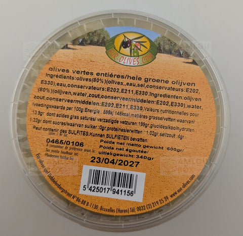 Atlas Delice - Grüne Oliven (Ganz mit Stein), 600g