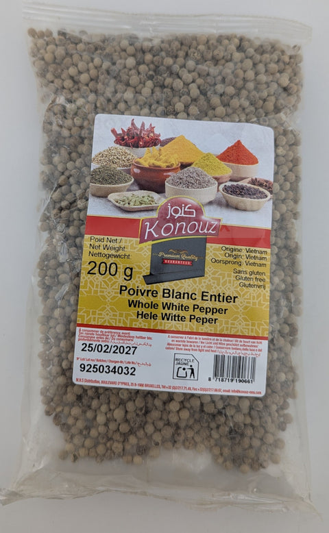Konouz - Weißer Pfeffer (Ganze Körner), 200g