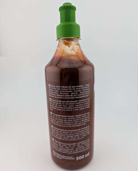 Sriracha - Hot Chili Sauce mit Knoblauch (Grün), 500ml