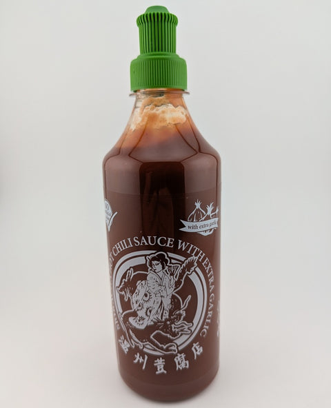 Sriracha - Hot Chili Sauce mit Knoblauch (Grün), 500ml